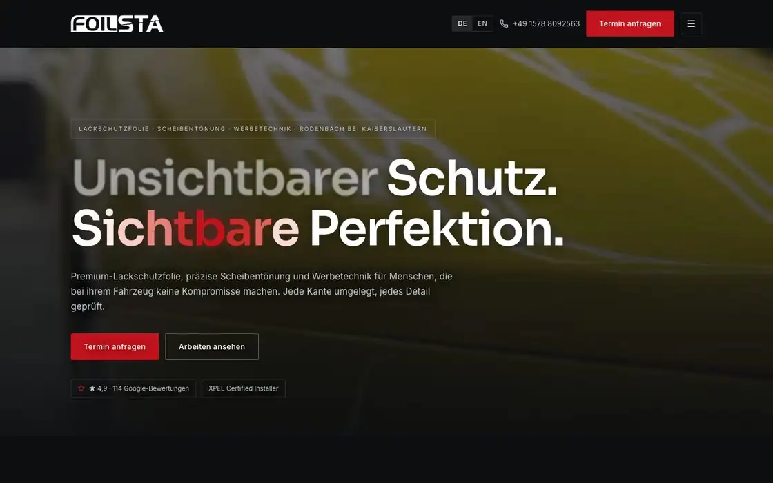 Webseite von Foilsta Folierung